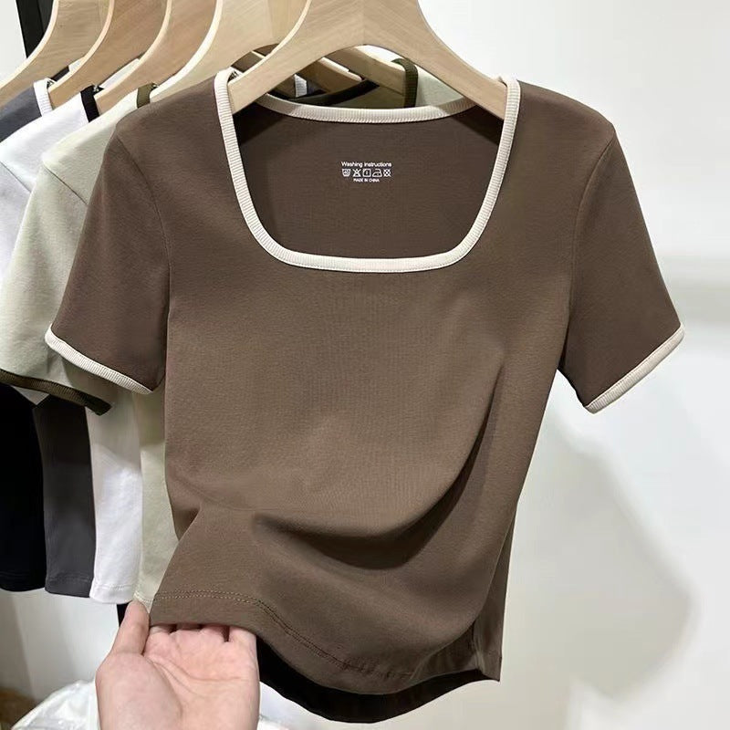 Girl's Short Top Shoulder Bottoming Shirt - Chic Angle